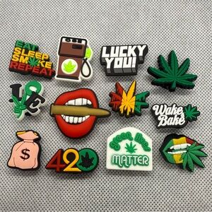 New Set of 12 Assorted Crocs Charms: Weed, 420, Money, etc.